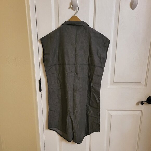 NXH Black Distress Denim Sleeveless Pocket Button Up Dress NWT Size Medium - Picture 7 of 8